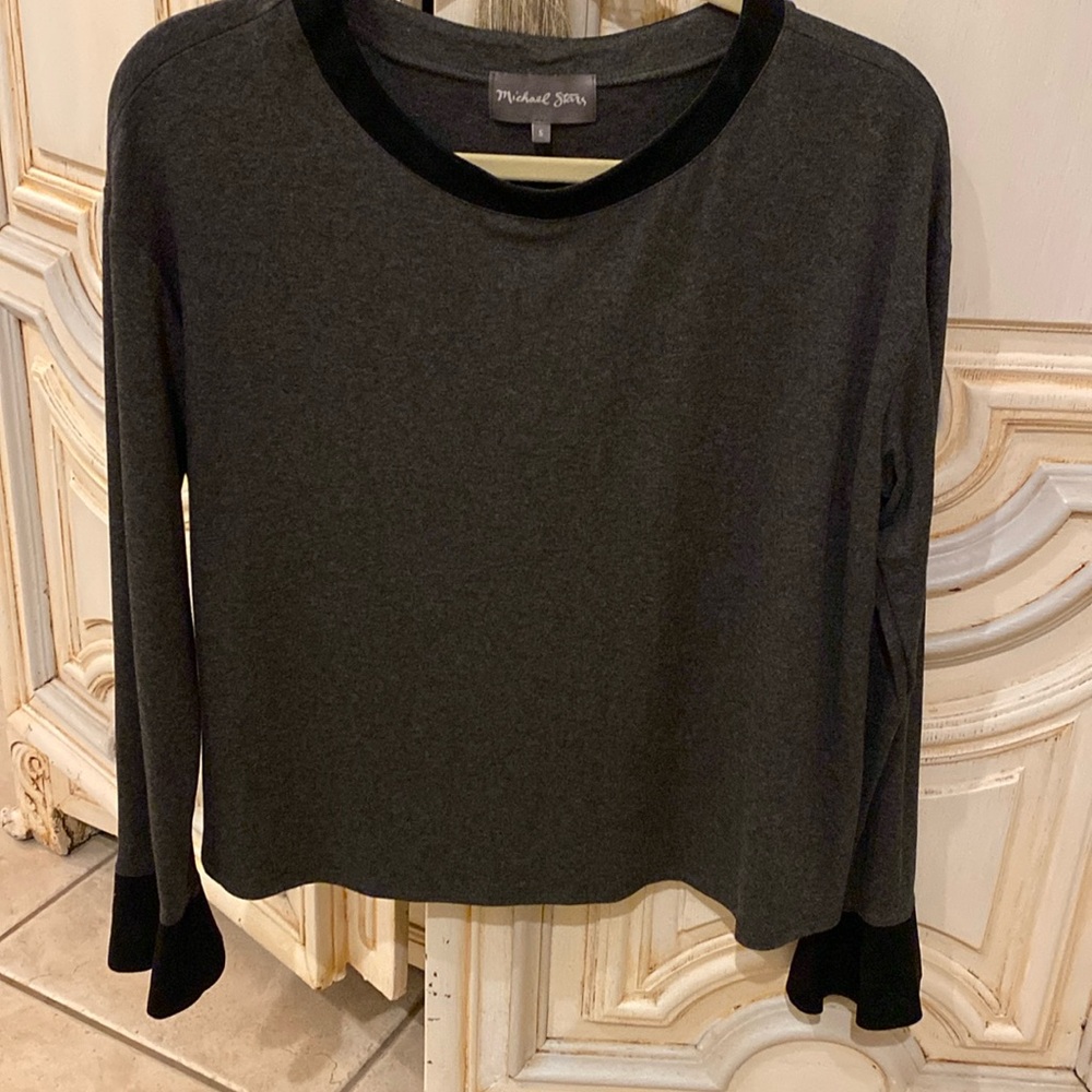 Michael Stars long sleeve blouse with velvet trim